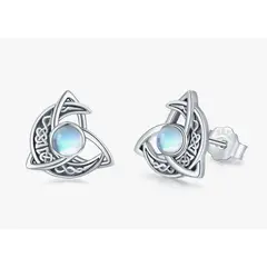 GENERICO - Aros nudo de bruja piedra luna plata 925 joya mujer