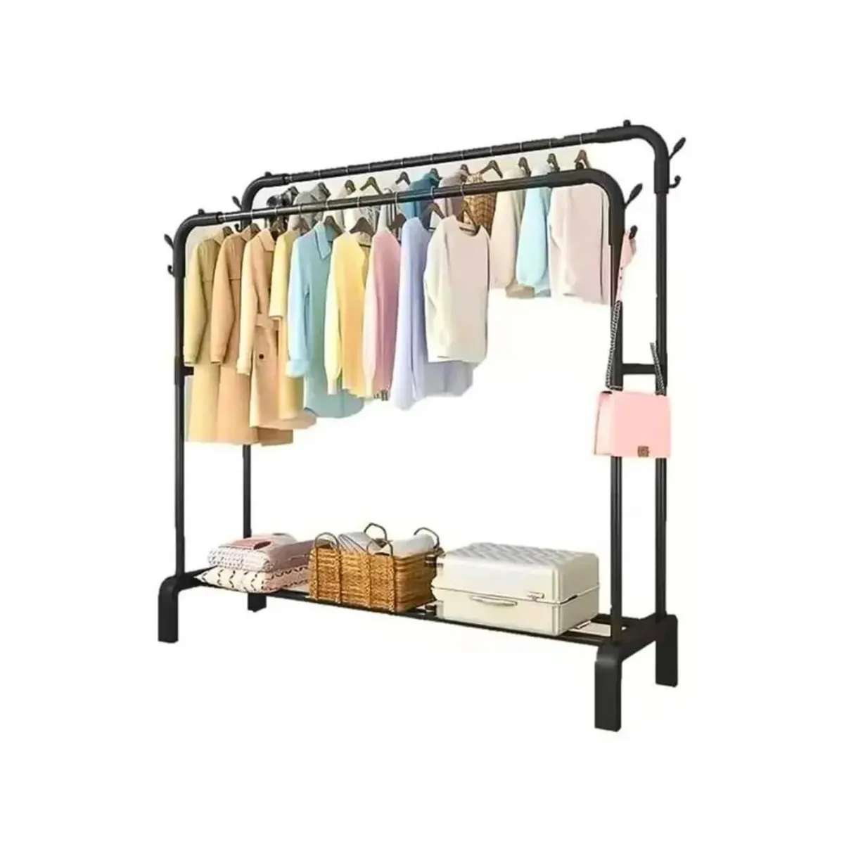 GENERICO - Perchero Organizador Multifuncional Metalico Doble