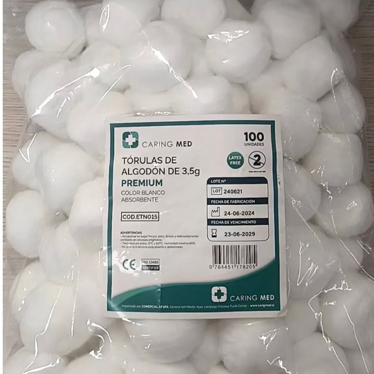 GENERICO - Torula de Algodon CaringMed 3,5 gramo bolsa 100 unidades
