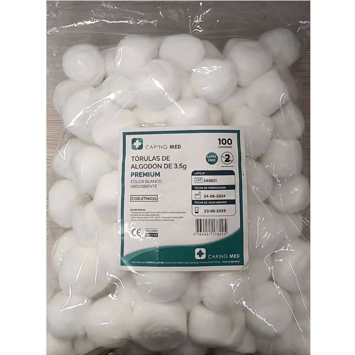 GENERICO - Torula de Algodon CaringMed 3,5 gramo bolsa 100 unidades