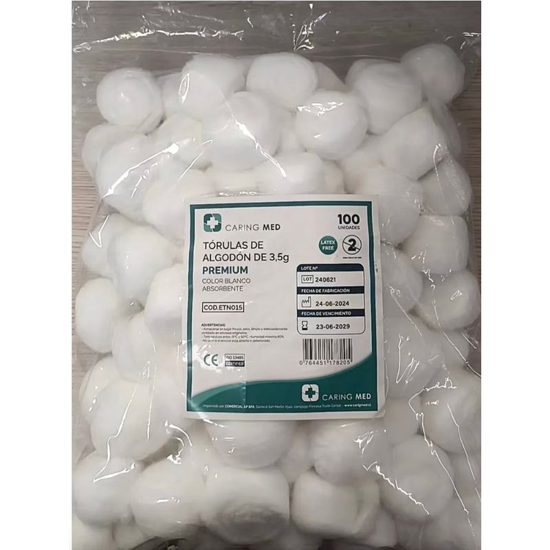 GENERICO - Torula de Algodon CaringMed 3,5 gramo bolsa 100 unidades