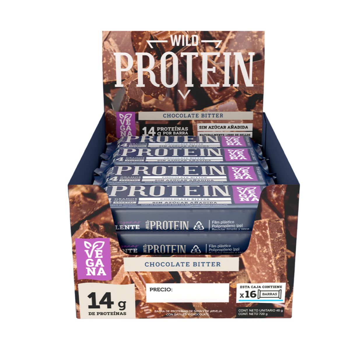 GENERICO - Wild Protein Vegana Chocolate Bitter 16 unidades