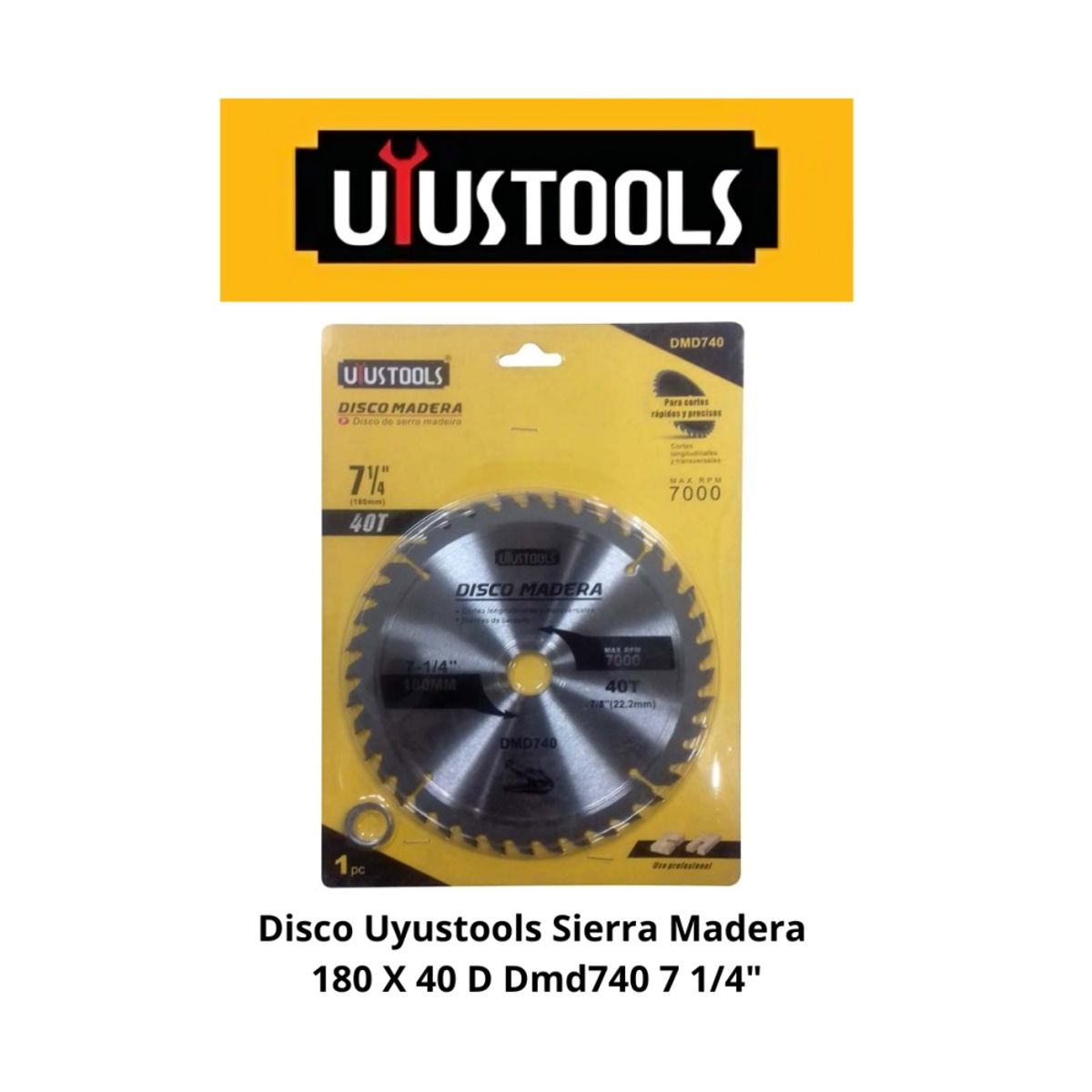 UYUSTOOL - DISCO DE SIERRA CIRCULAR 7 y cuarto PULG 40 DIENTES UYUSTOOLS.