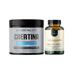 KARUNLIFE - Pack Fuerza Y Calma Ashwagandha 60 cap + Creatina Monohidratada 300gr Karun Life