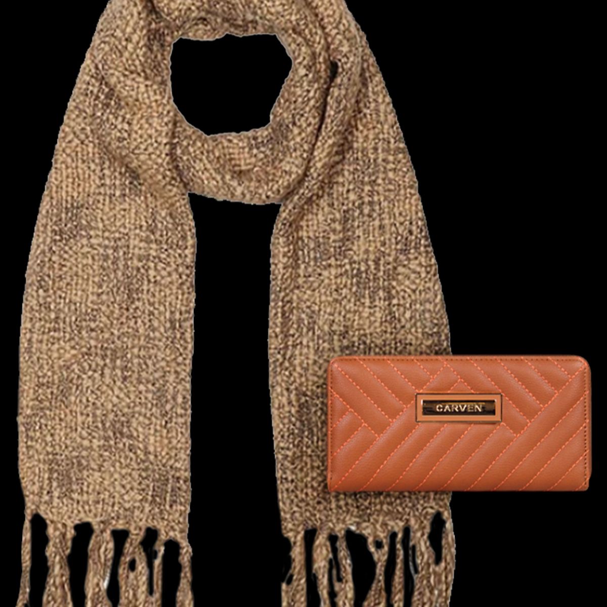 CARVEN - Pack Billetera Ava brown + Pañuelo Carven