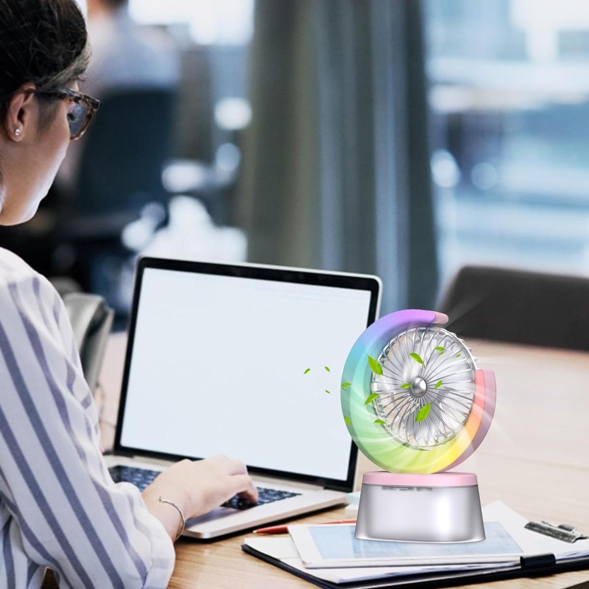 GENERICO - Ventilador Humidificador Portátil Ventilador Led Usb Recarg