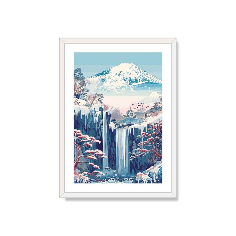 ALCUADRADO - Cuadro Individual Naturaleza invernal en Japón Blanco 70x50cm