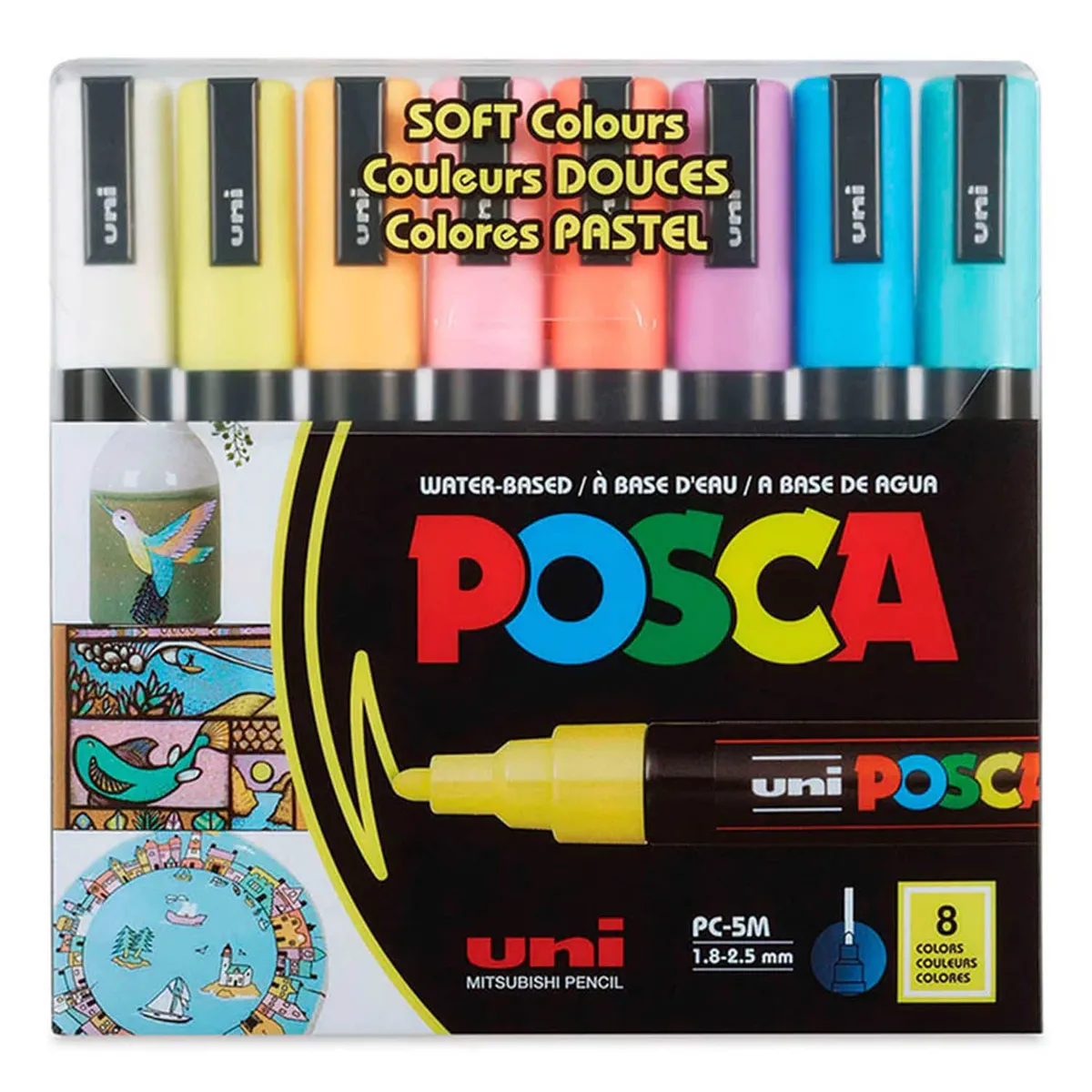 UNI POSCA - Marcador Uni Posca Set 8 Colores Pastel 5M