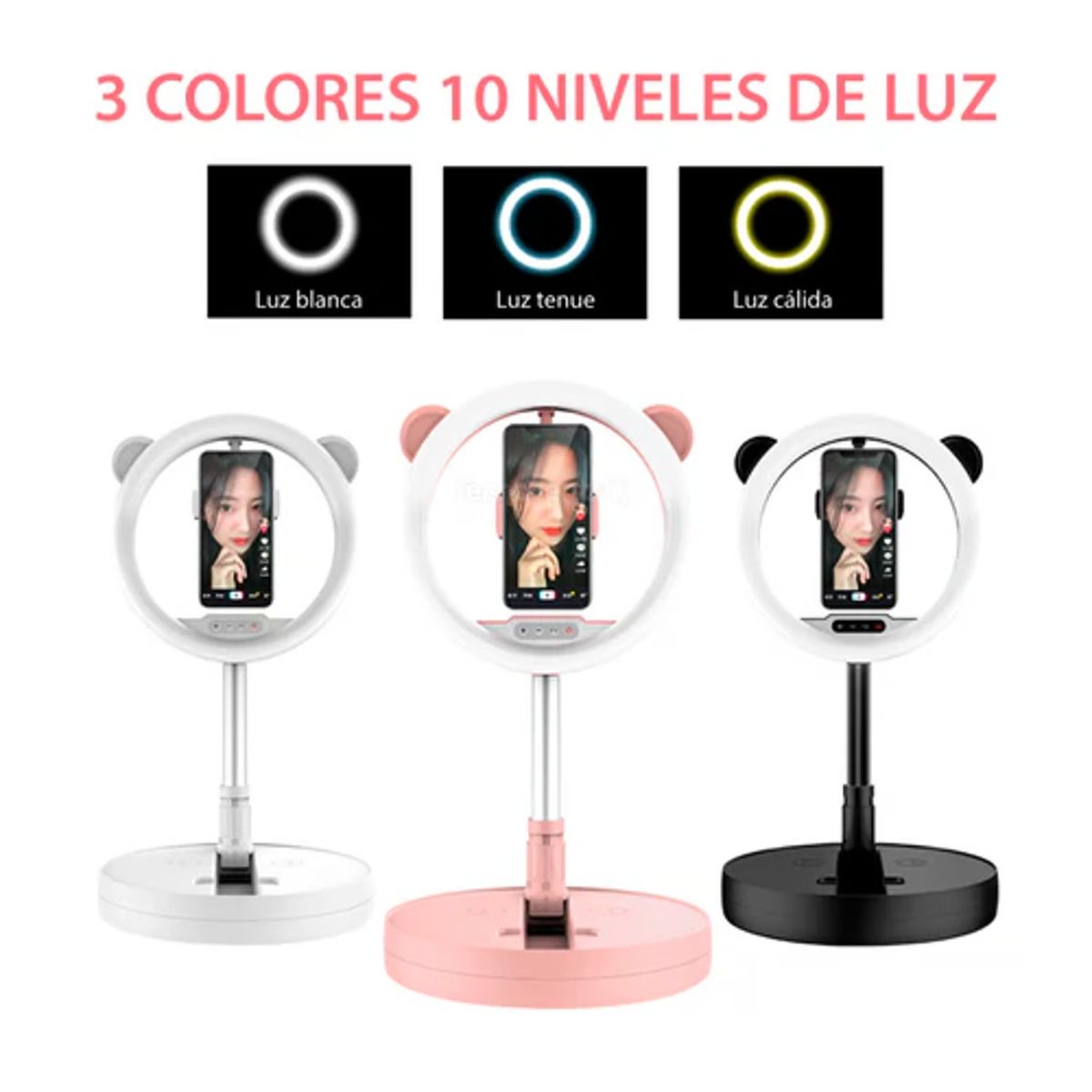 MOVI - ARO DE LUZ LED PORTATIL CON BASE REDONDA