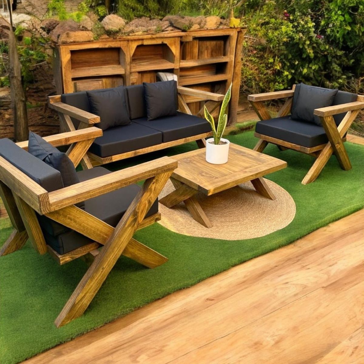 MIARUSTE - TERRAZA RÚSTICA MIARUSTE MODELO EQUIS 4 CUERPOS COLOR ROBLE/NEGRO