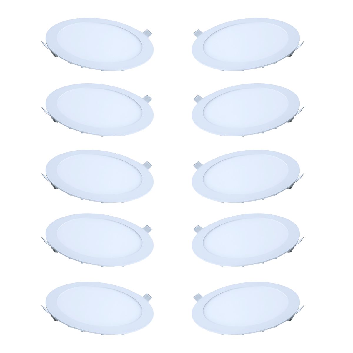 WANT - 10 Focos Panel Led 18W Redondo Embutido 220/205mm Luz Cálida