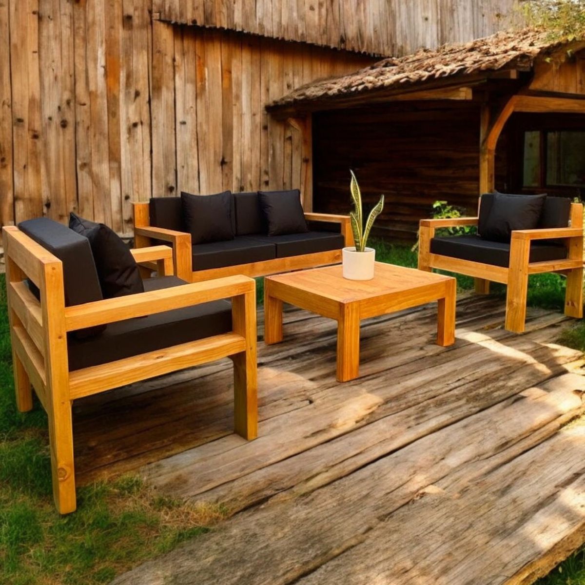 MIARUSTE - TERRAZA RÚSTICA MIARUSTE AMBAR 4 CUERPOS COLOR PALO ROSA/NEGRO