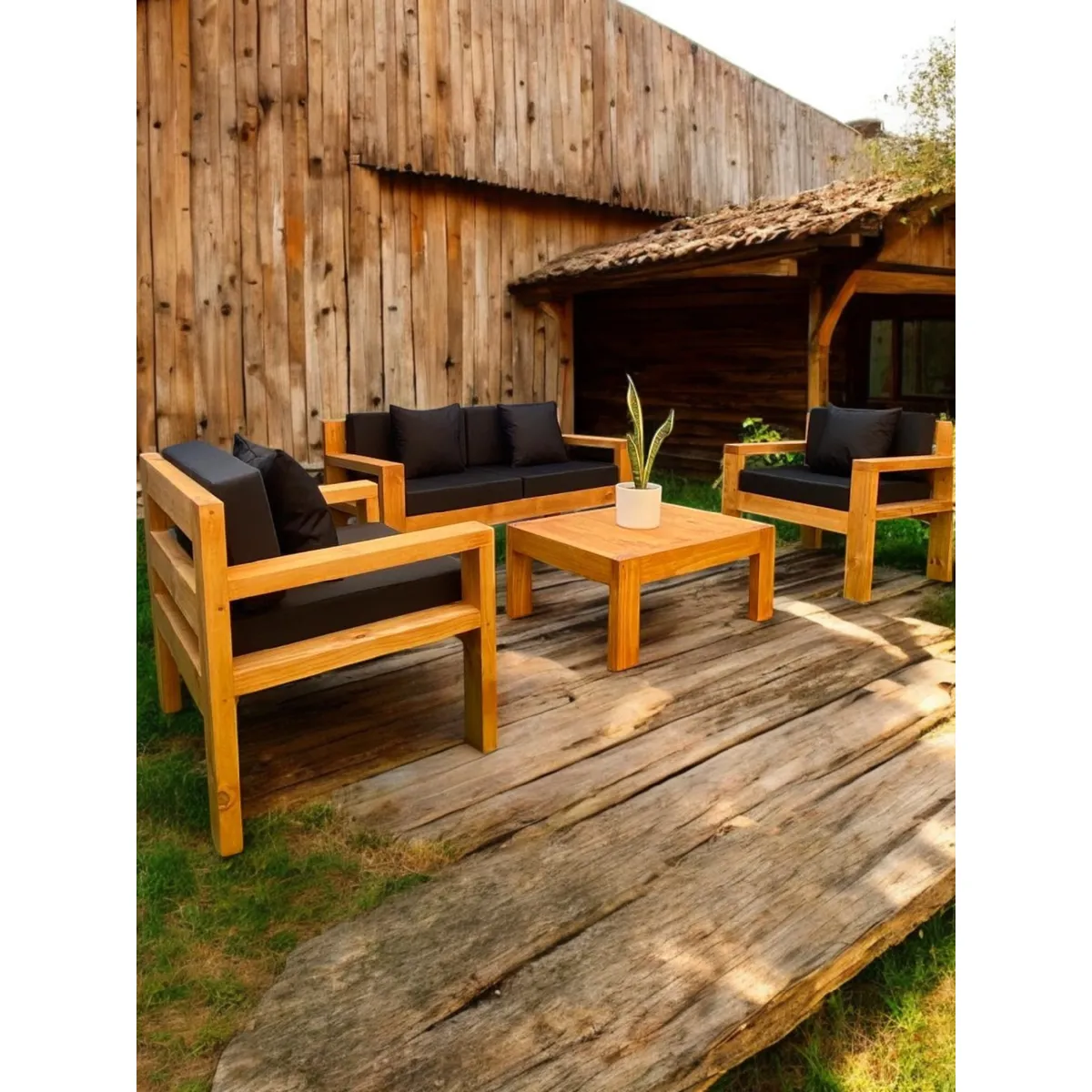 MIARUSTE - TERRAZA RÚSTICA MIARUSTE AMBAR 4 CUERPOS COLOR PALO ROSA/NEGRO