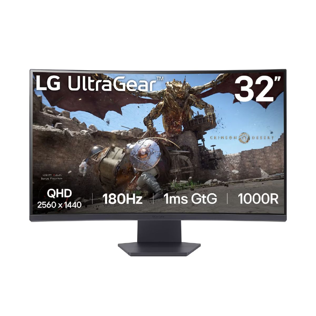 LG - Monitor Gamer LG UltraGear 32GS60QC-B, 32″ QHD Curvo 1000R, 180 Hz, VA