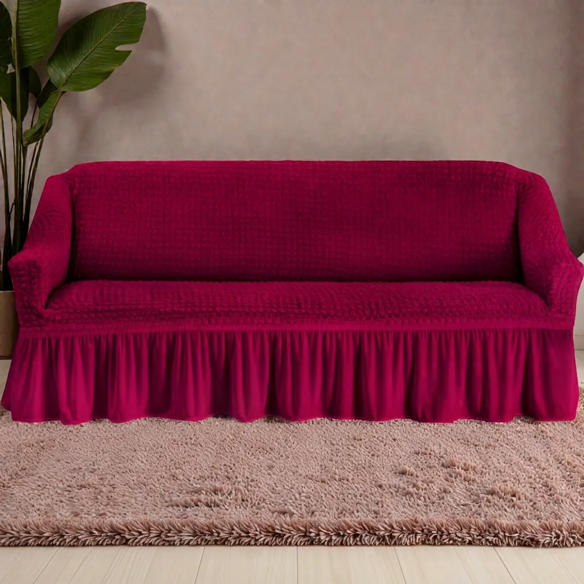 GENERICO - Fundas Cubre Sillón Turca Sofá De 3 Cuerpos Elasticada Burdeo
