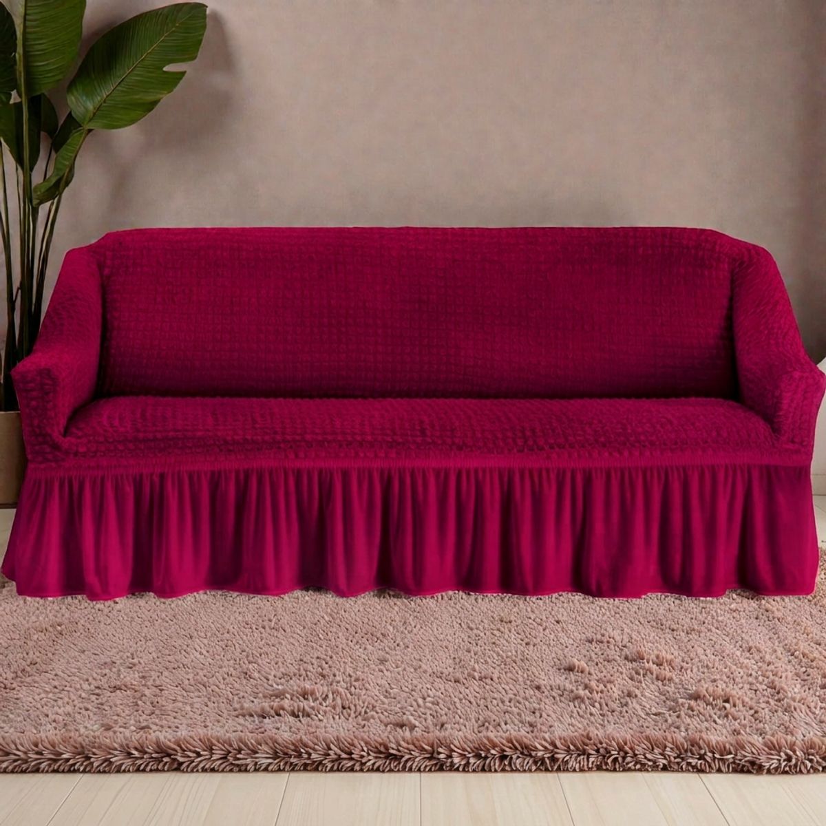 GENERICO - Fundas Cubre Sillón Turca Sofá De 3 Cuerpos Elasticada Burdeo