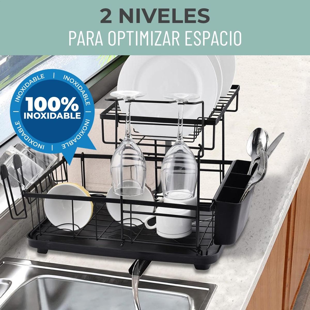 CASATUA - Secaplatos Escurridor de Platos Loza 100% Inoxidable CasaTua