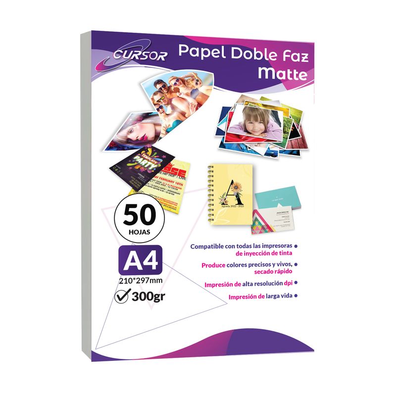 CURSOR - Papel Fotografico Alta Doble Matte A4 300g 50 hojas