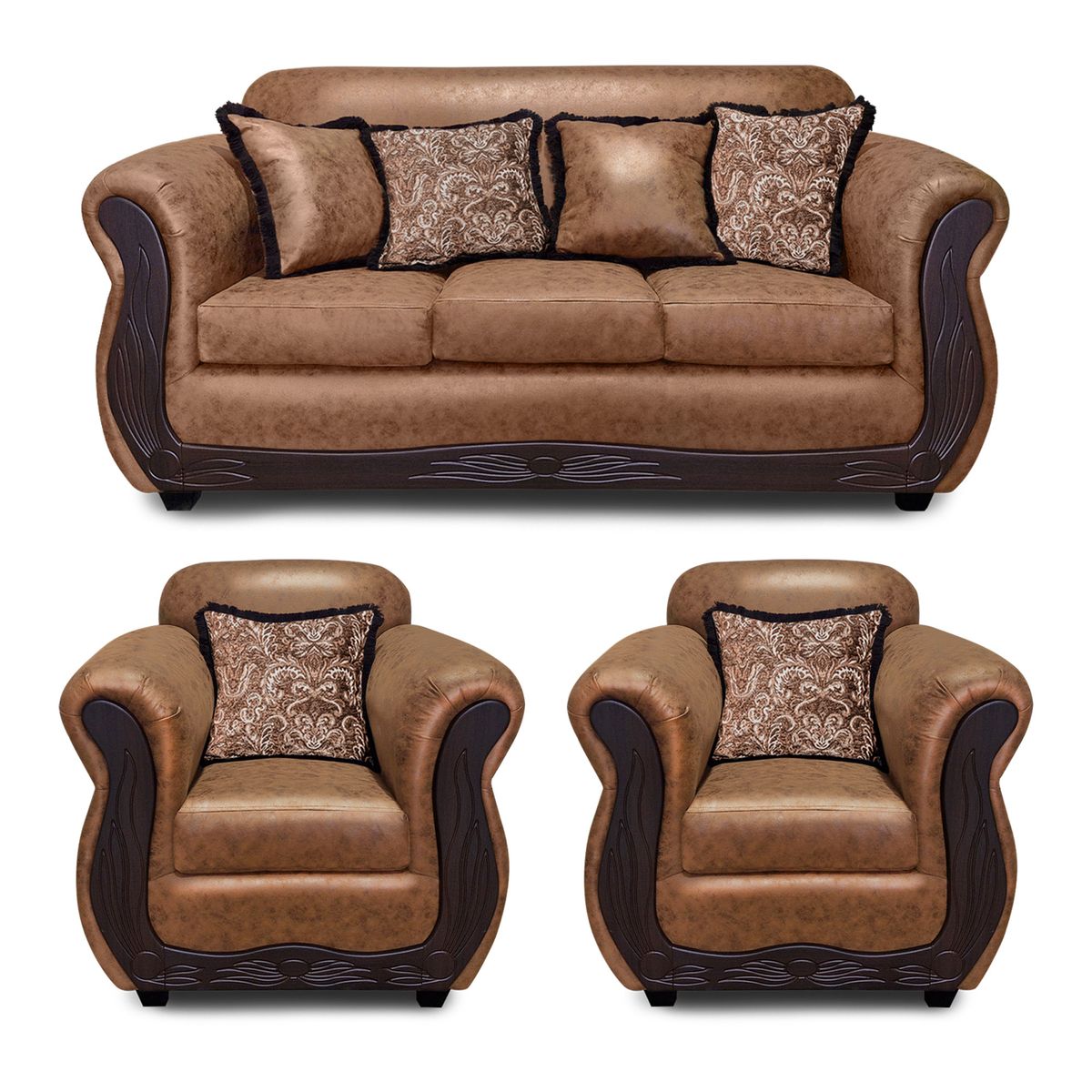 AMERICA DECORA - Living Con Resorte Estructural 5 Cuerpos 3-1-1 San Luis Envejecido Grande Terracota