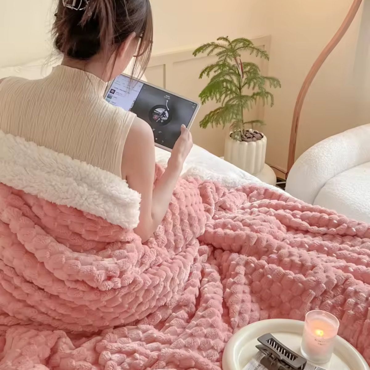 CRUSEC - Frazada Manta De Terciopelo Polar Grande 180x200cm