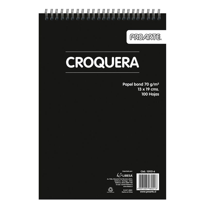 PROARTE - Croquera Proarte 13x19cm 100hjs