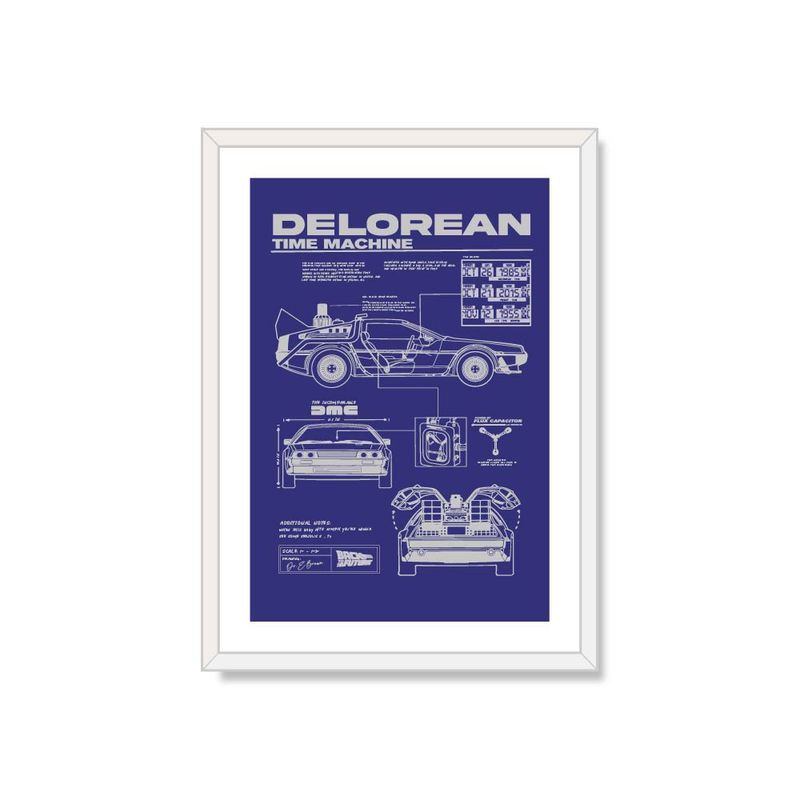 ALCUADRADO - Cuadro Individual PLANOS DELOREAN Blanco 50x40cm