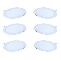 WANT - 6 Focos Panel Led 18W Redondo Embutido 225/205mm Luz Fría