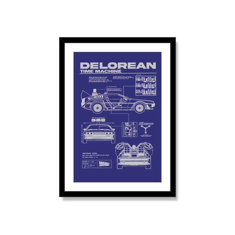 ALCUADRADO - Cuadro Individual PLANOS DELOREAN Negro 70x50cm