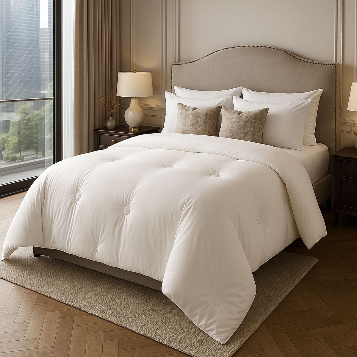 WAKESHOME - Plumón Invierno Algodón Microfibra  Estilo Nórdico Suave y Cálido.