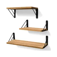 GLOBAL LATIN GROUP - Set de 3 Repisas Flotantes de Madera y Metal Organización Moderna