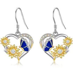 GENERICO - Aros girasol mariposa plata 925 joya mujer