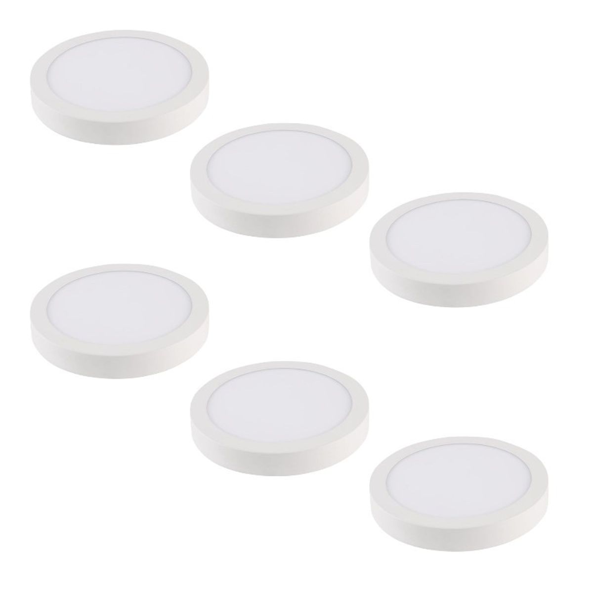 6 Focos Panel Led 18W Redondo Sobrepuesto 225mm Luz Fría, marca WANT - Foto Principal