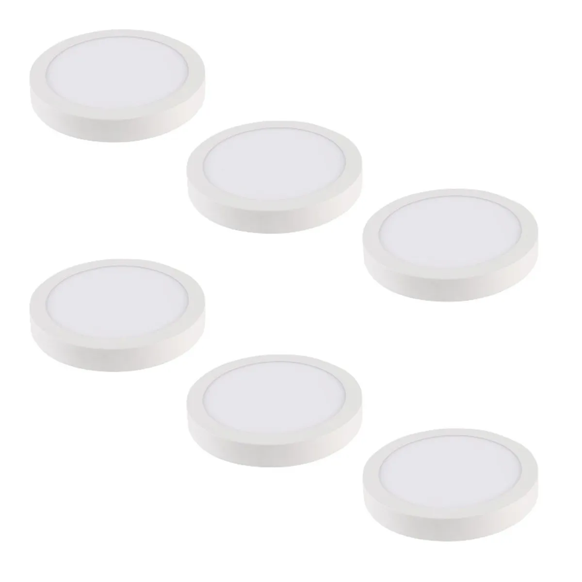 6 Focos Panel Led 18W Redondo Sobrepuesto 225mm Luz Fría, marca WANT - Foto Principal