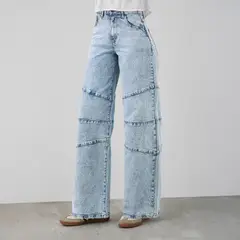 RAINDOOR - Pantalón Corte Diagonal Wide Leg R Azul Mujer