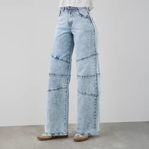 RAINDOOR - Pantalón Corte Diagonal Wide Leg R Azul Mujer