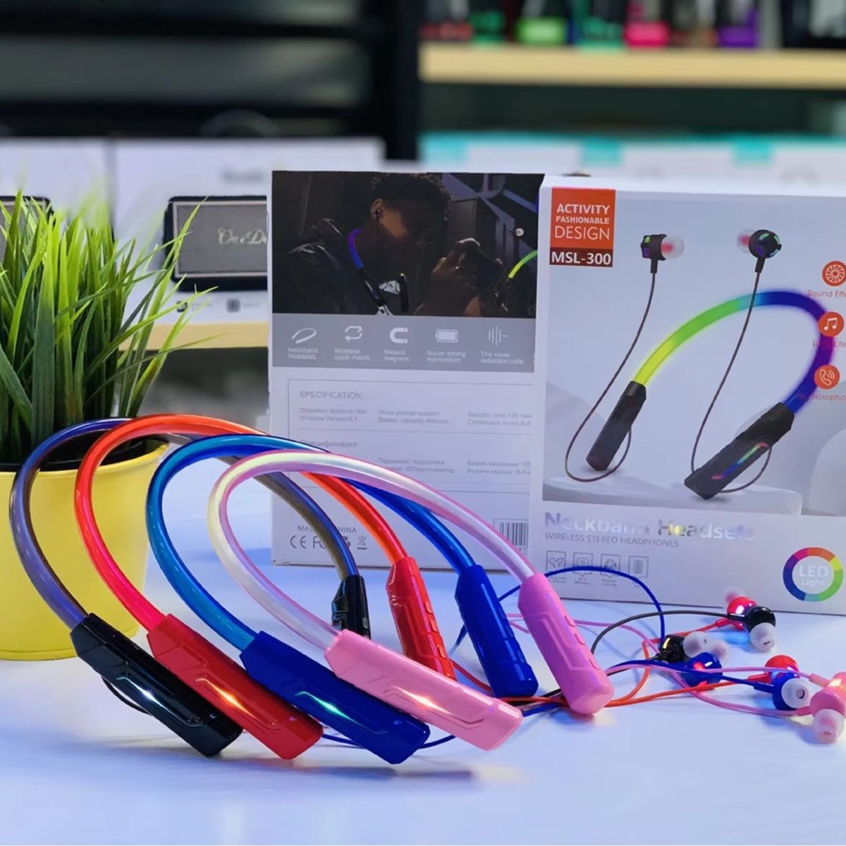 GENERICO - Audífonos Bluetooth Inalámbricos De Cuello Con Luces Led