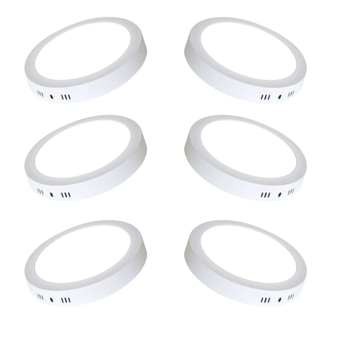 WANT - 6 Focos Panel Led 18W Redondo Sobrepuesto 225mm Luz Neutra