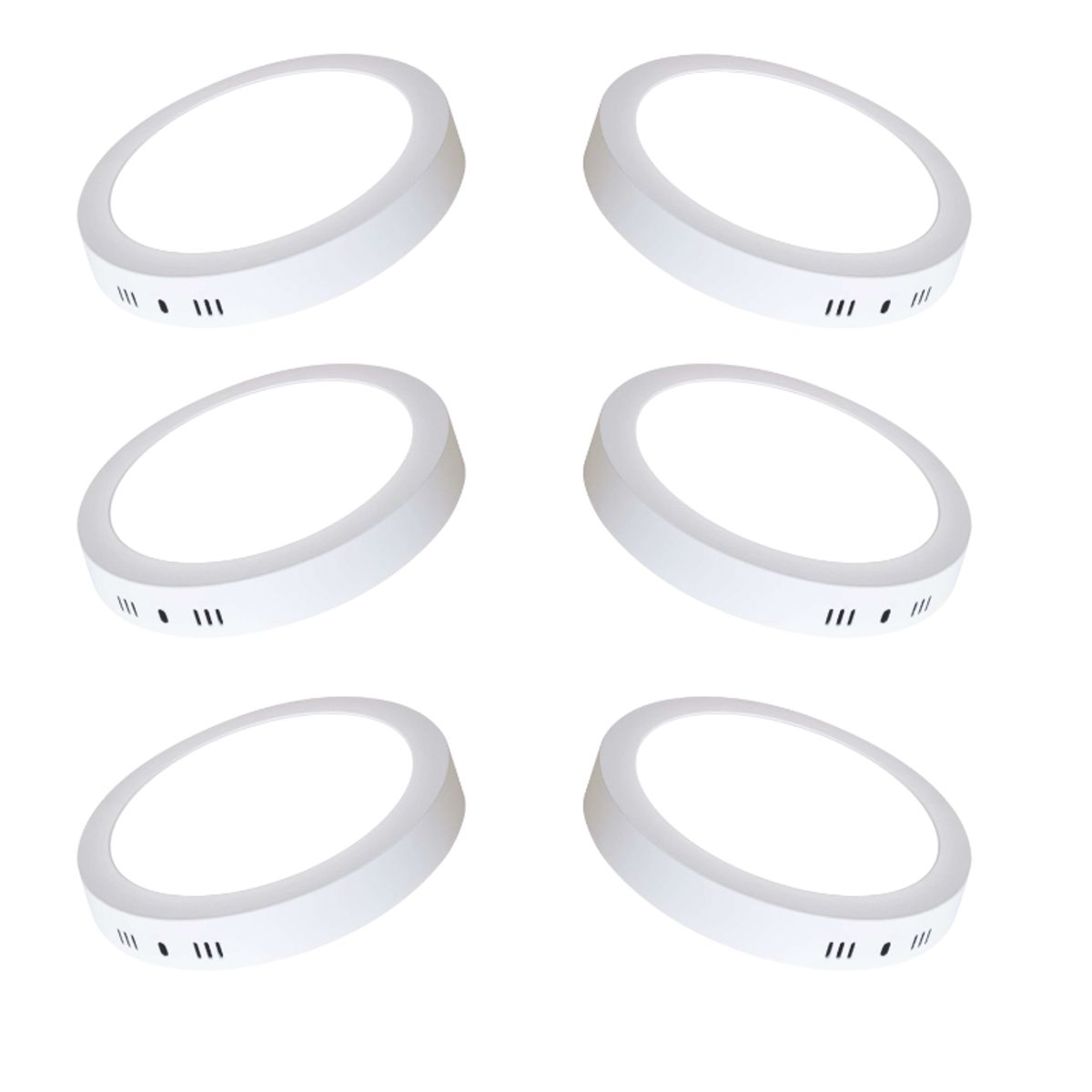 WANT - 6 Focos Panel Led 18W Redondo Sobrepuesto 225mm Luz Neutra