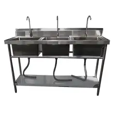 PROCHEF - Lavafondos Triple Acero Inox. 150x60x90 cm.