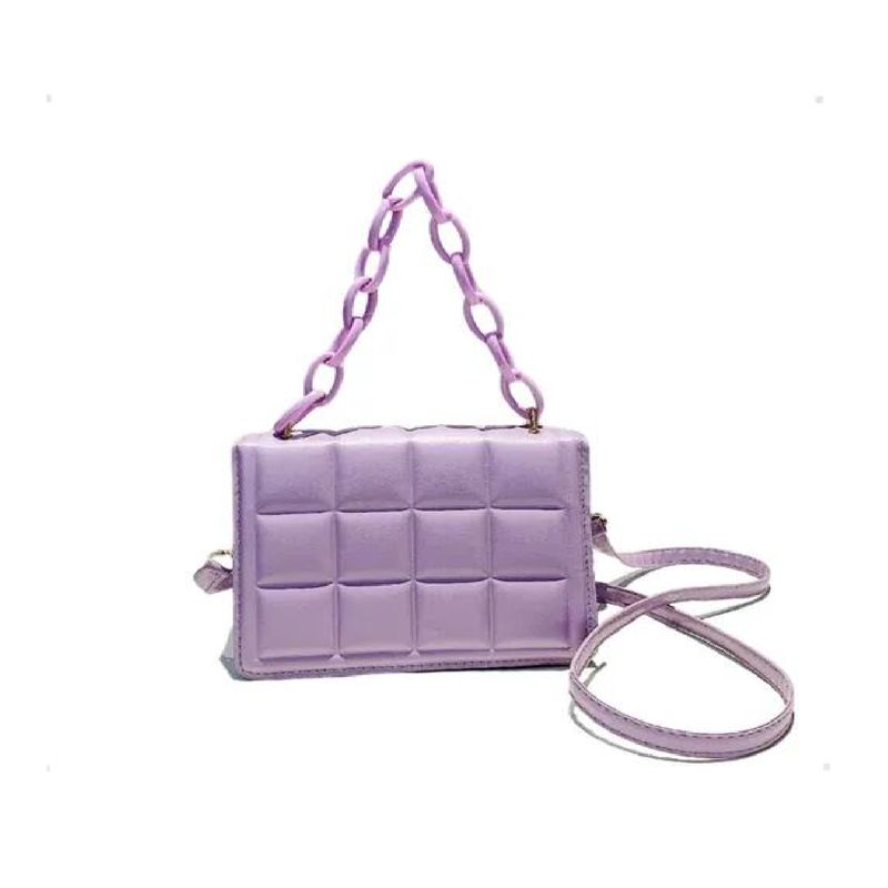 GENERICO - Bolsa cuadrada Morada con diseño de cadena