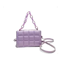 GENERICO - Bolsa cuadrada Morada con diseño de cadena