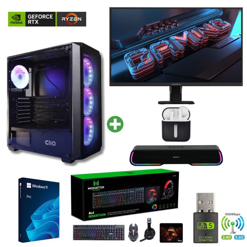 AMD CORP - Pc Gamer AMD 5 5600- 32GB RAM - RTX 4060 - 2TB-(Monitor 27"+Parlante+Audifono)P1