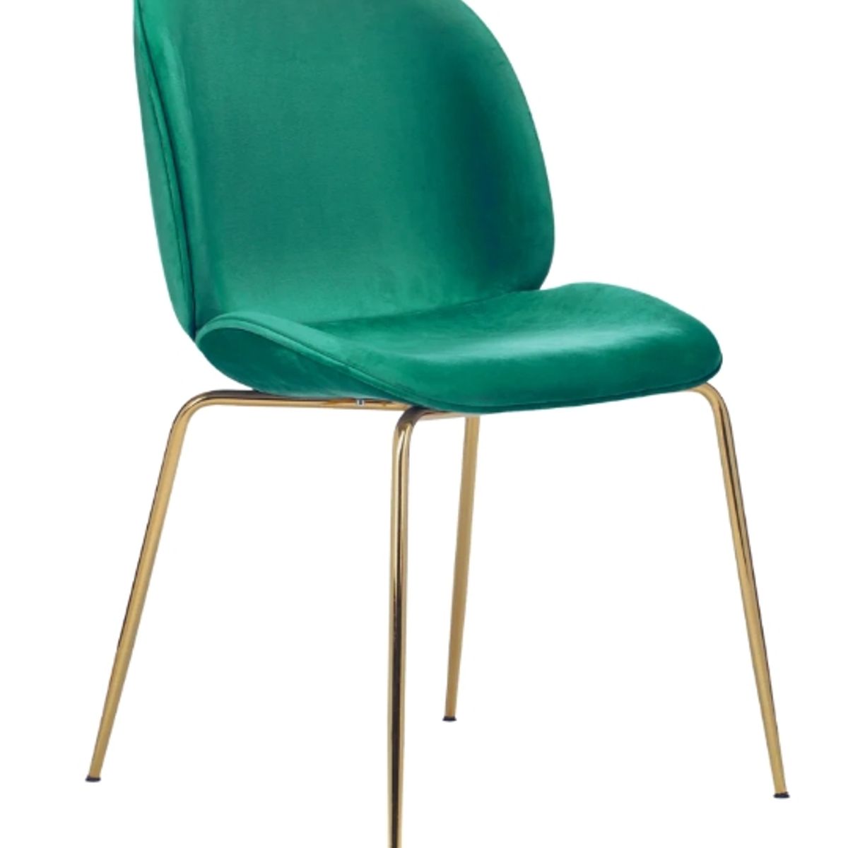 HABITA2 CHILE - Silla Comedor Felpa Berlin con patas Doradas - Verde