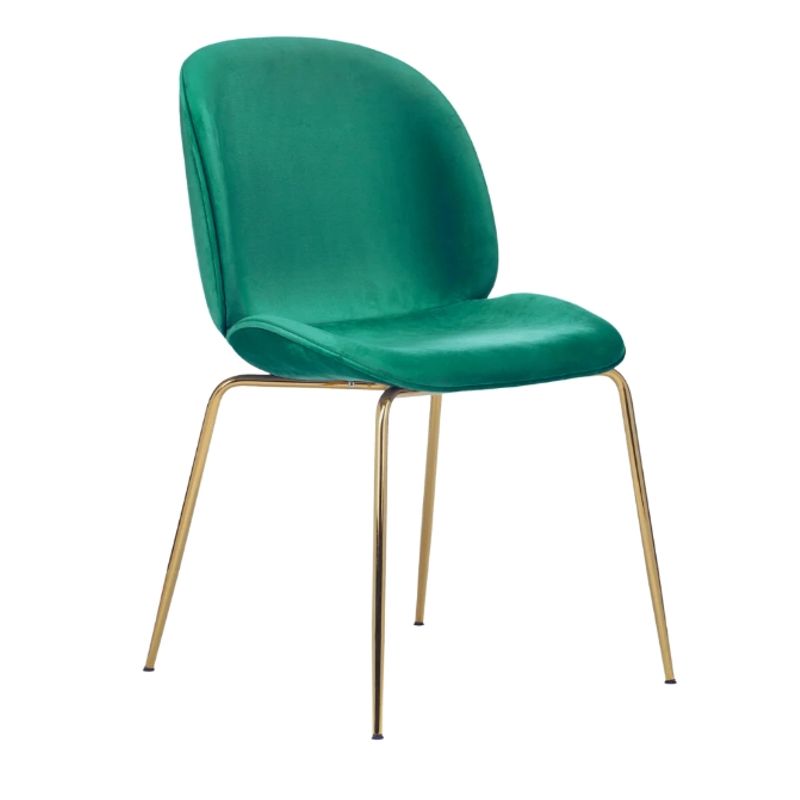 GENERICO - Silla Comedor Felpa Berlin con patas Doradas - Verde