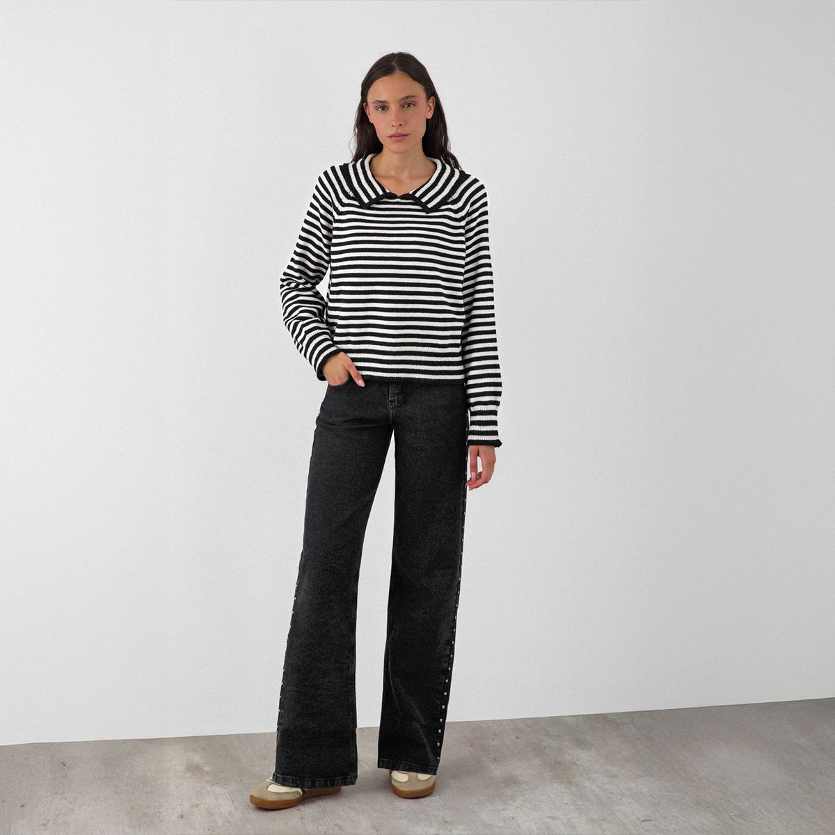 RAINDOOR - Sweater Polo Rayas Negro Mujer Raindoor