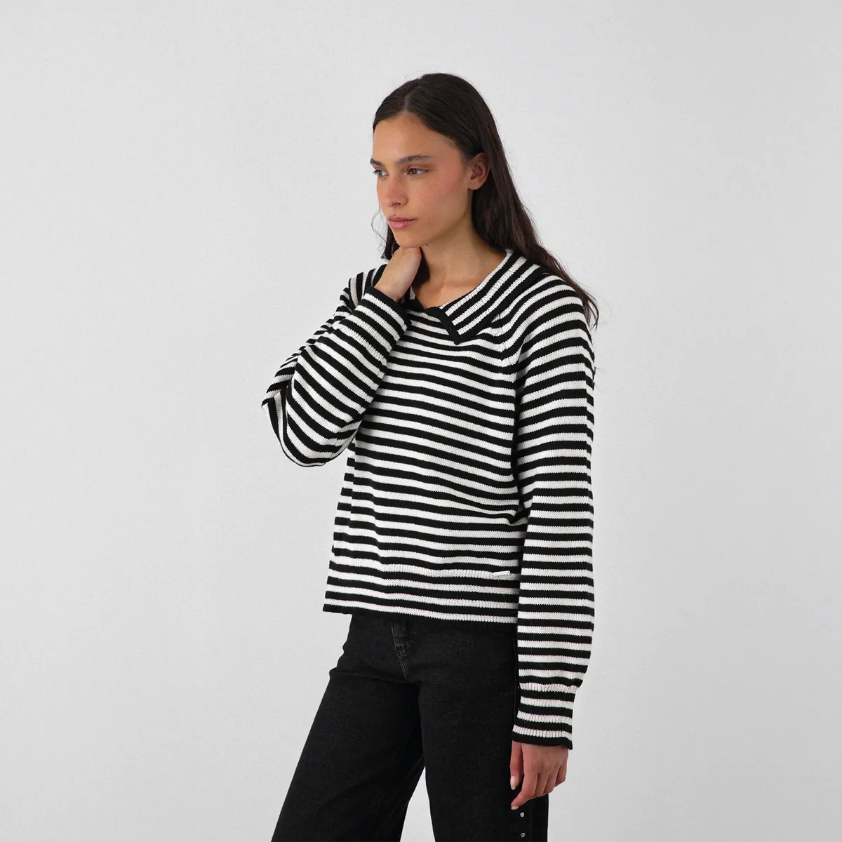 RAINDOOR - Sweater Polo Rayas Negro Mujer Raindoor