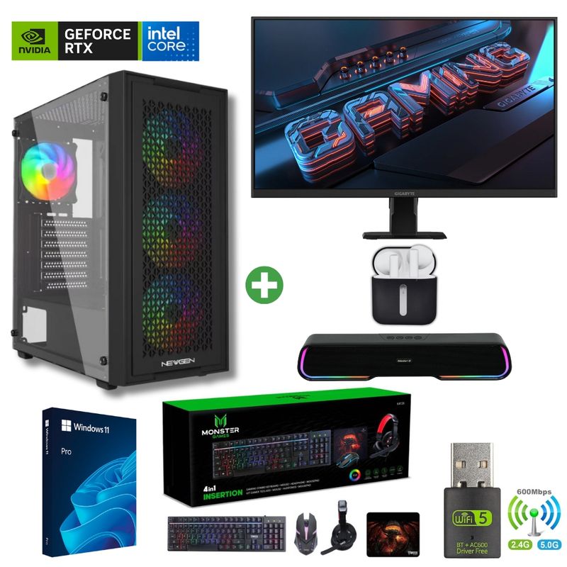 INTEL - Pc Gamer i5-12400F- 32GB - RTX 4060 - 2TB (Parlante + Monitor 27" + HP) TNM01