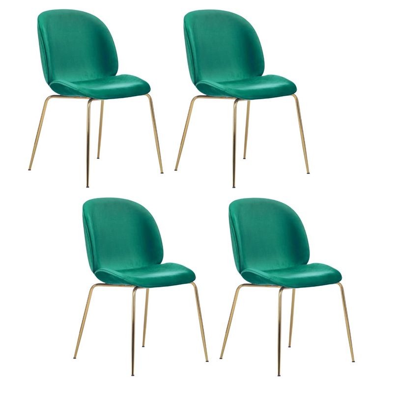 GENERICO - Pack 4 Silla Comedor Felpa Berlin con patas Doradas -Verde