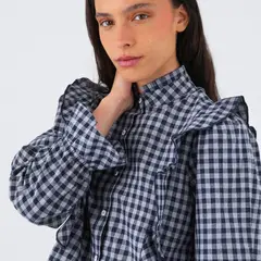 RAINDOOR - Blusa Vichy Vuelos Gris Mujer