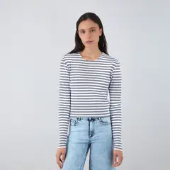 RAINDOOR - Polera Manga Larga Lineas Blanco Mujer